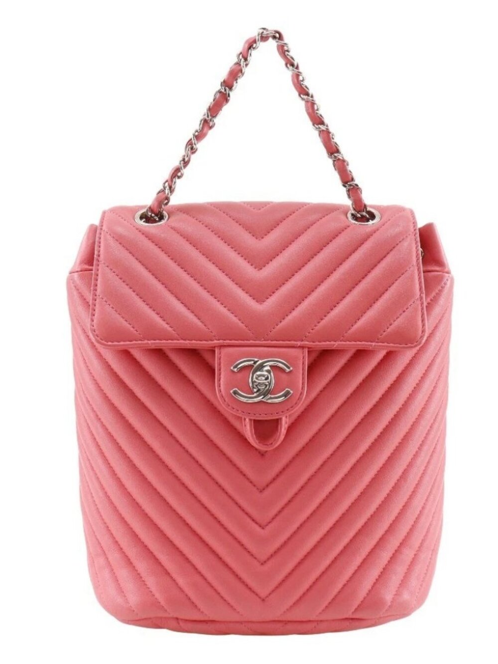 CHANEL Chevron Backpack Daypack A91121 V-Stitch Chain Backpack pink lambsk